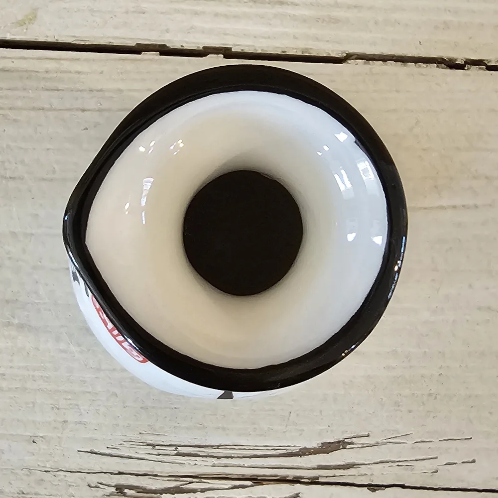 Ceramic sake carafe white w/ red & black characters